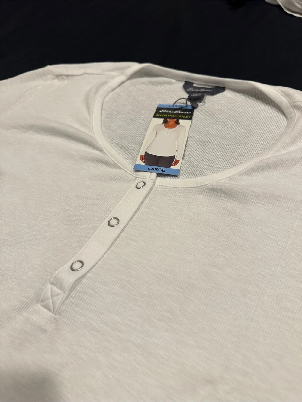 Eddie Bauer White Long-Sleeve Henley Top